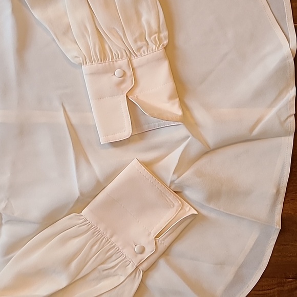 L.K.Bennett Timian Silk Blouse, Cream, Gathered Sleeves - Picture 8 of 15